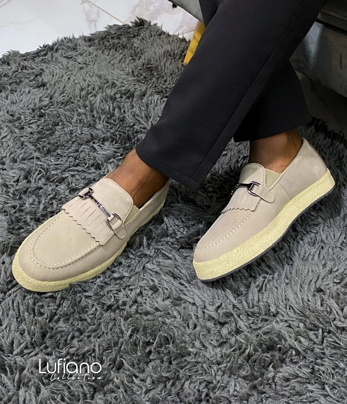 027F - Lufiano collection-Leather loafers- Beige The Row Loafers