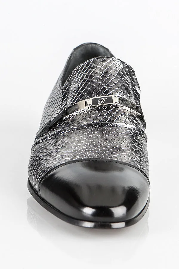 Loafers With Suit Pants 6105 Rina's Couture Shoes / Black-Silver