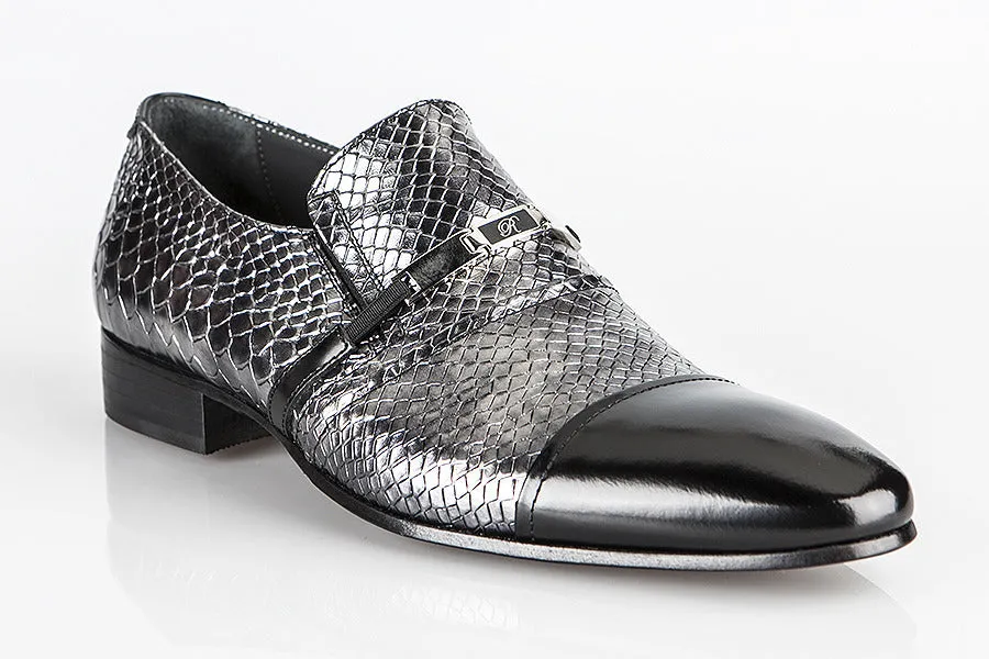 Ecco Loafers 6105 Rina's Couture Shoes / Black-Silver