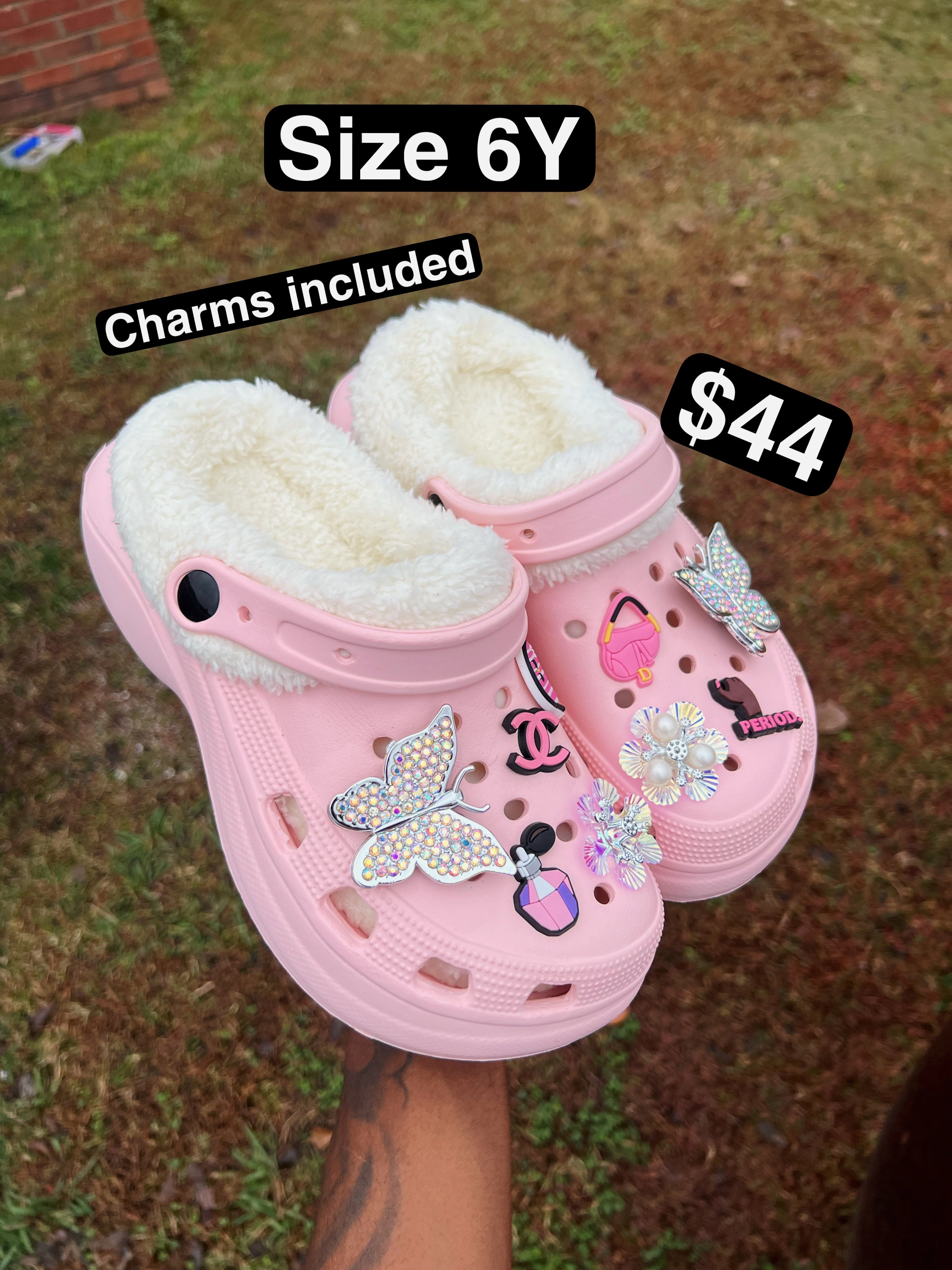 #Richy100 Size 6Y PINK "Cozy" Clog Slippers   Charms Dressy Slide Sandals