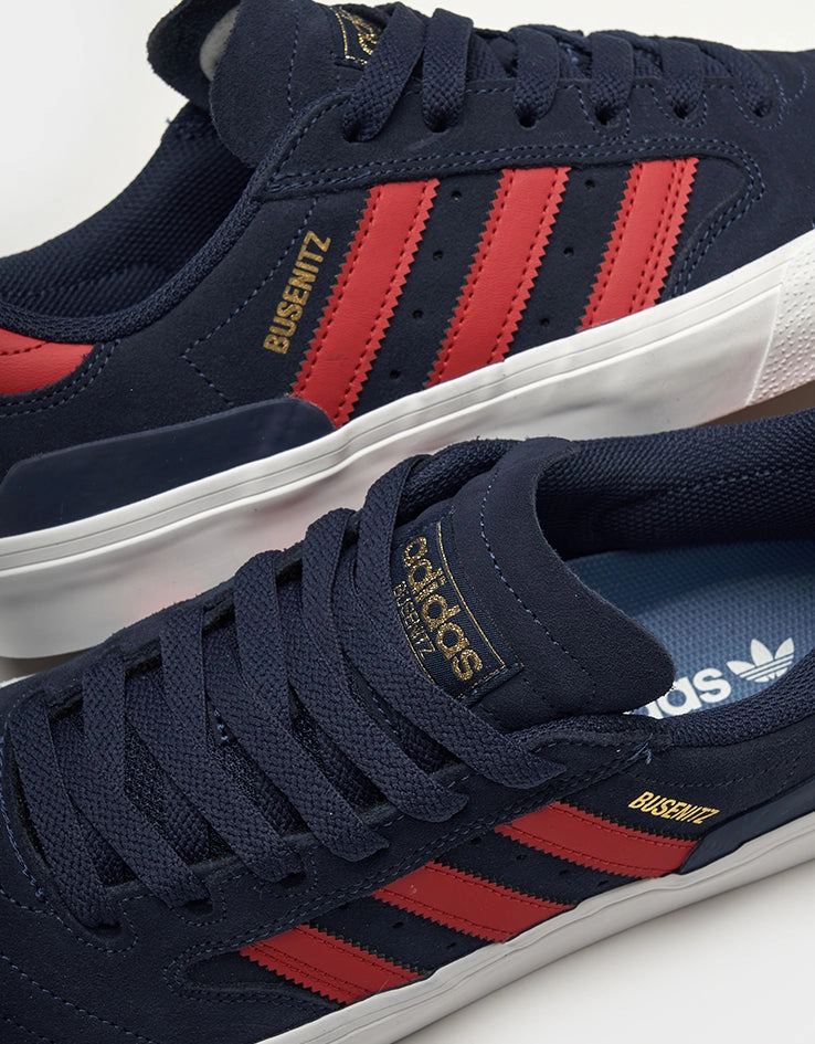 Adidas Blade Shoes adidas Busenitz Vulc II Skate Shoes - Dark Blue/Better Scarlet/Gold Metallic