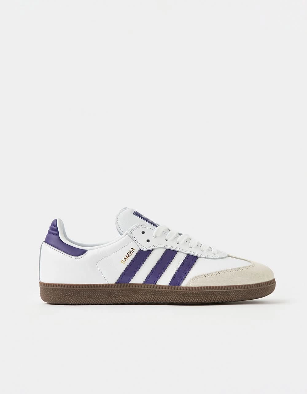 Adidas Gravel Shoes adidas Samba ADV Skate Shoes - White/Collegiate Purple/Gold Metallic