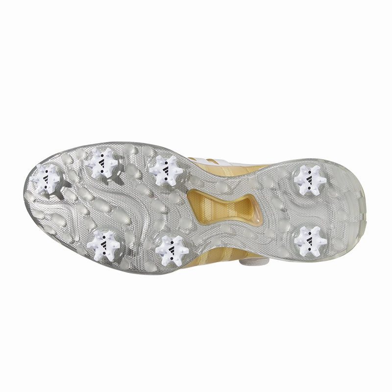 Adidas No Shoelace ADIDAS Tour360 BOA Men's Spiked Shoes (White/Gold)