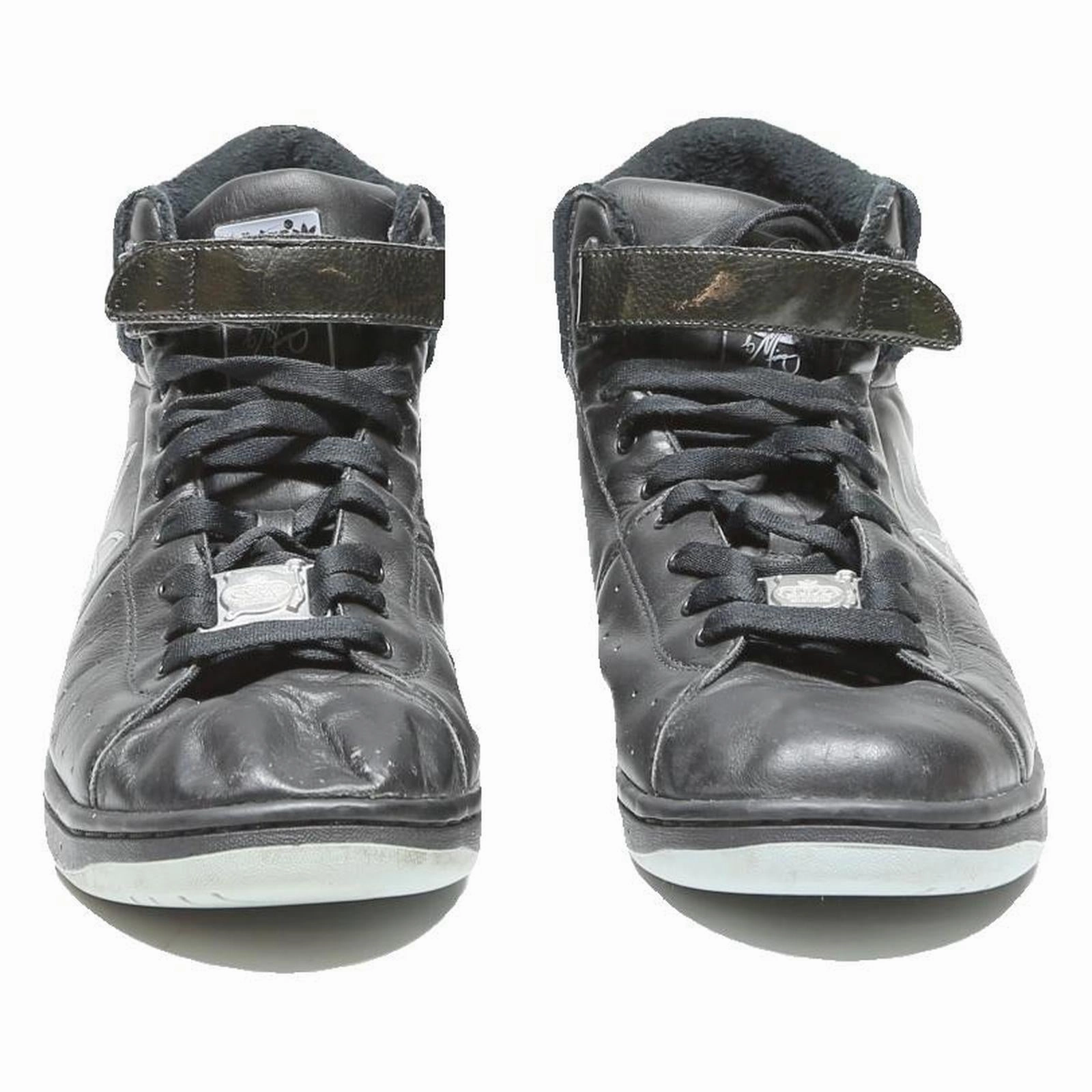 ADIDAS Top Ten Womens Black Leather High Top Trainers UK 6.5 Cushioned Comfort Adidas Shoes With Flowers