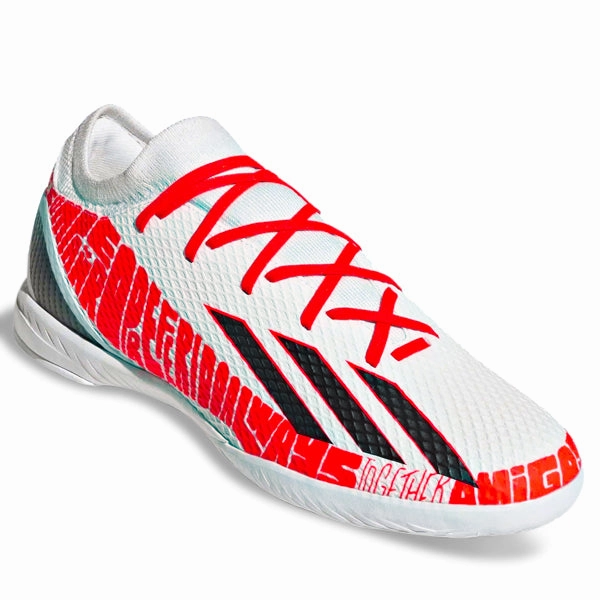 adidas X Speedportal Messi.3 Indoor Soccer Shoes (White/Solar Red) Adidas Shoes Sports Shoes