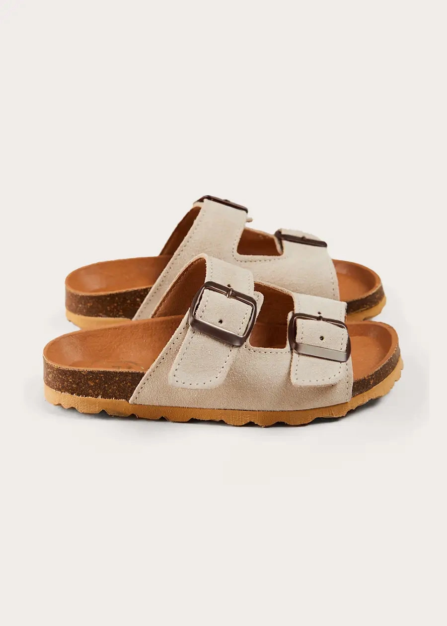 Suede Buckle Detail Sandals in Beige (28-35EU) Sandals Grande Ocho Rios