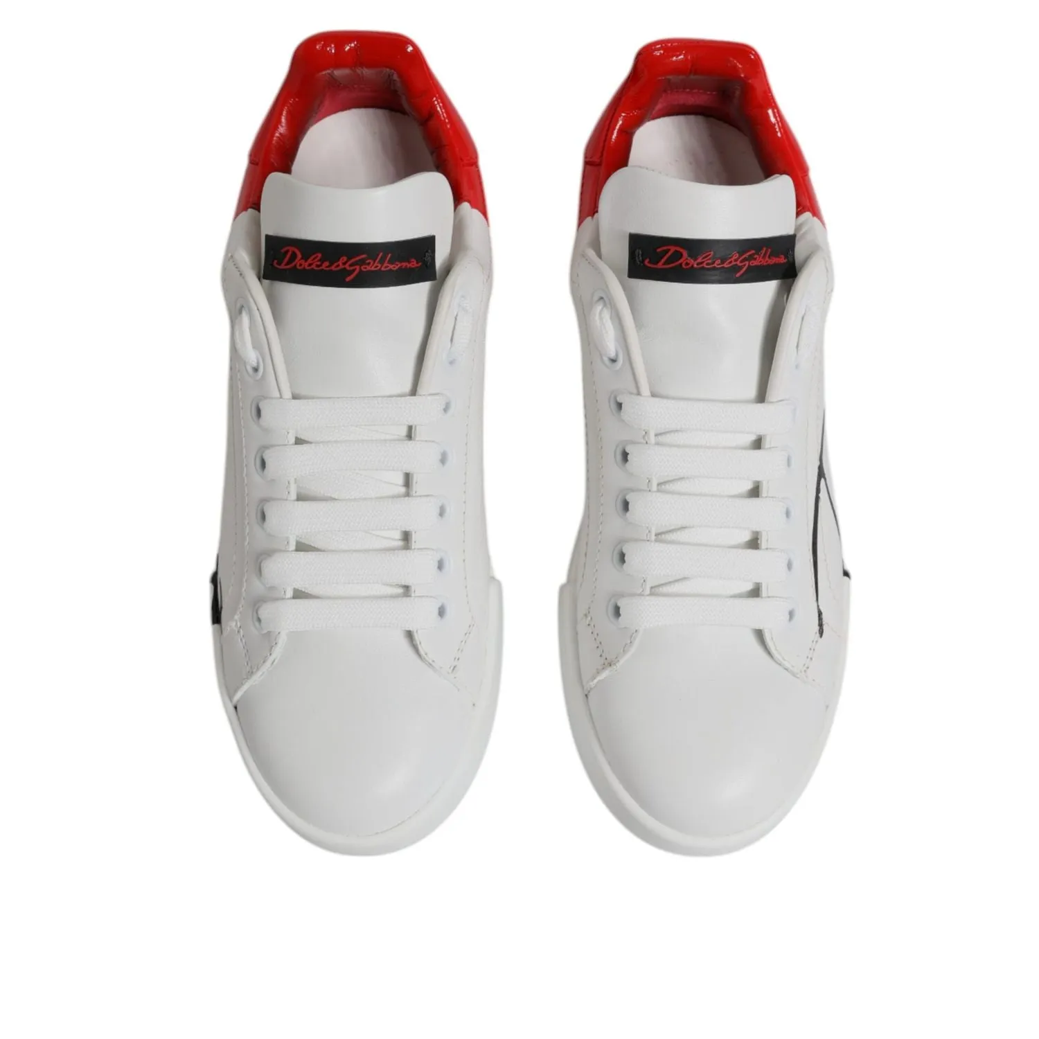 Dolce & Gabbana White Red Logo Portofino Sneakers Shoes Sneakers For Everyday