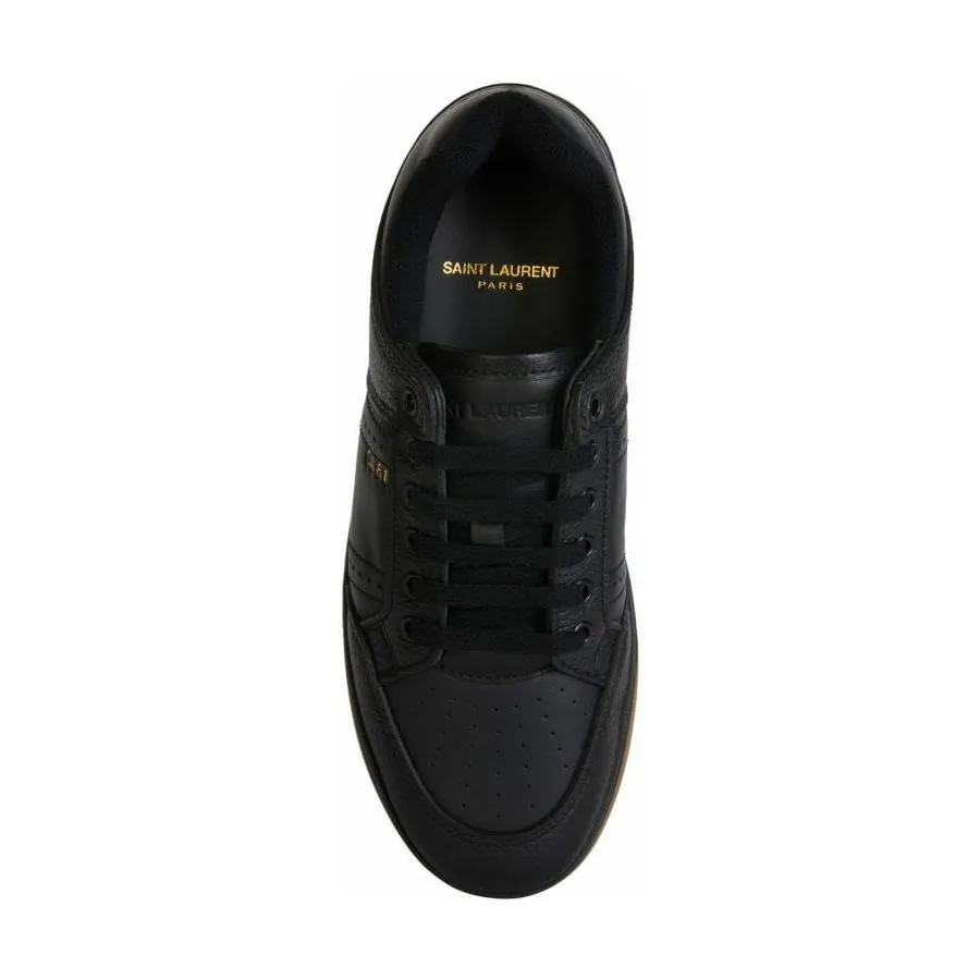 Saint Laurent Elegant Black Low-Top Leather Sneakers Running Sneakers Flat Feet