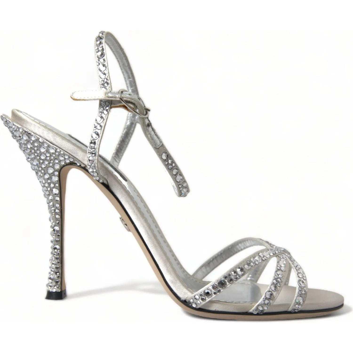 Dolce & Gabbana Silver Crystal Ankle Strap Sandals Shoes Sandals Contest