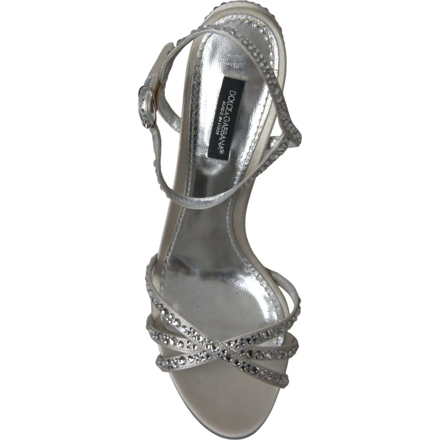Dolce & Gabbana Silver Crystal Ankle Strap Sandals Shoes Earth Spirit Sandals