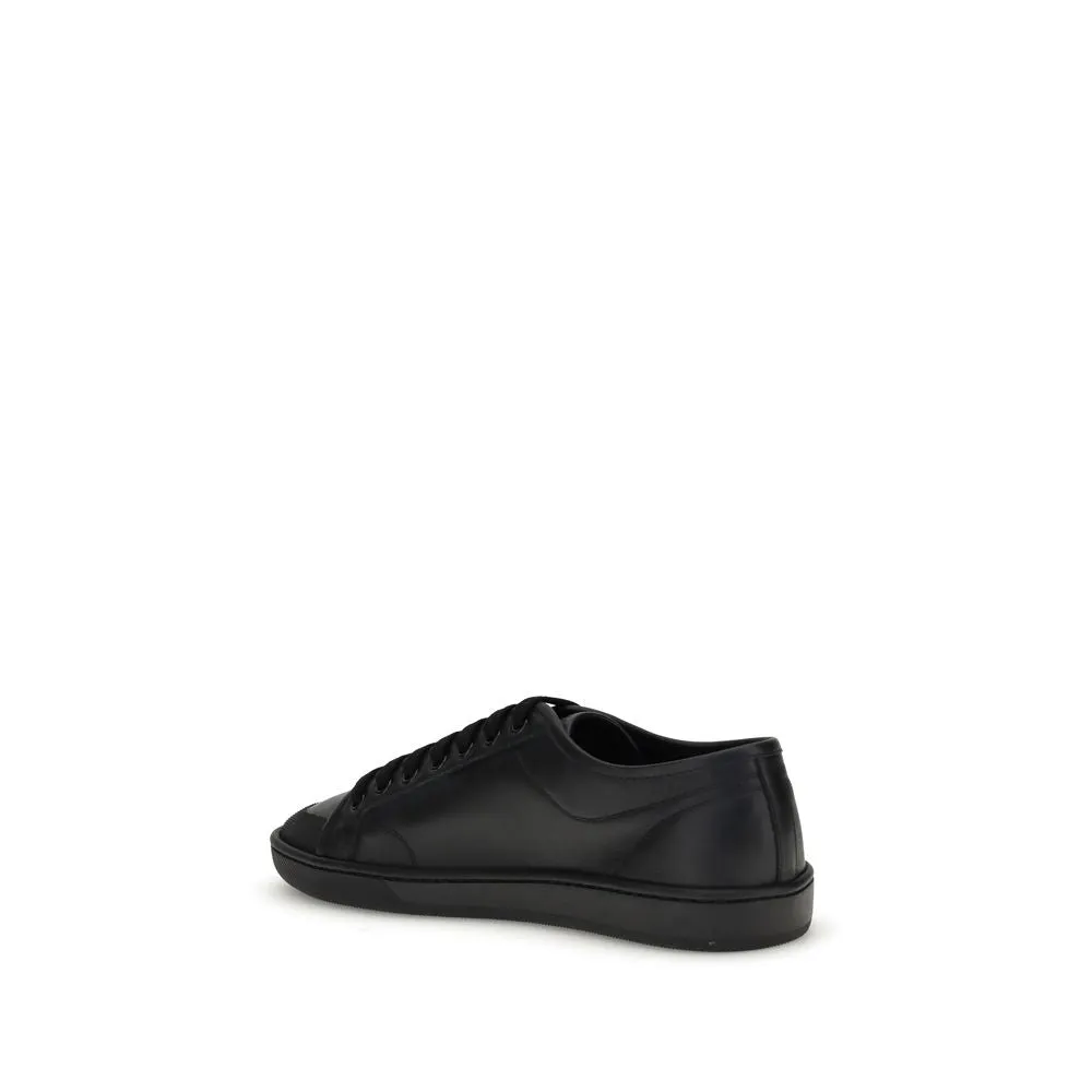 Saint Laurent Black Calf Leather Bos Taurus Low Top Sneakers Flat Turf Shoes