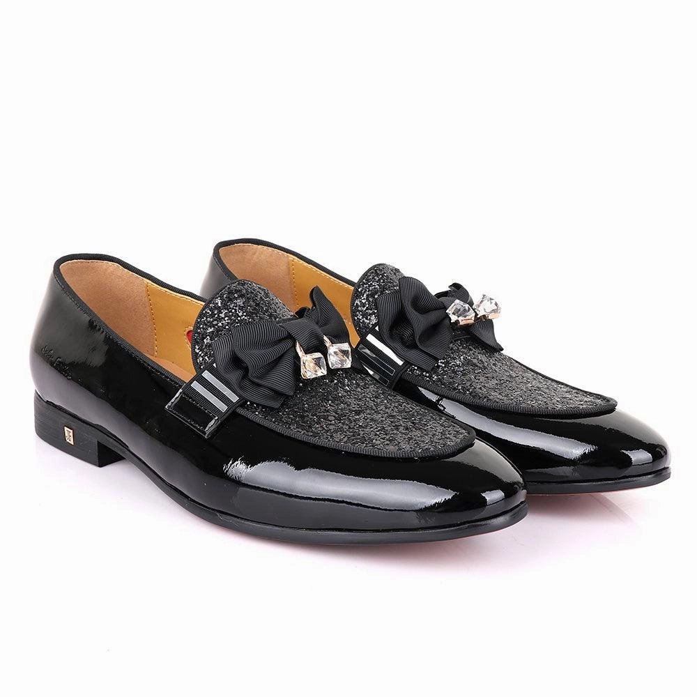 Varsimoc Leather Loafers John foster wetlips Stone Studded with bow black
