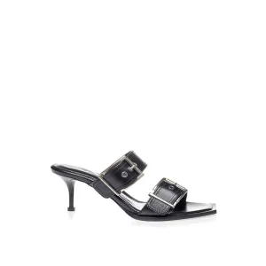 Alexander McQueen Elevate Your Steps in Timeless Black Leather Sandals Business Casual Sandals