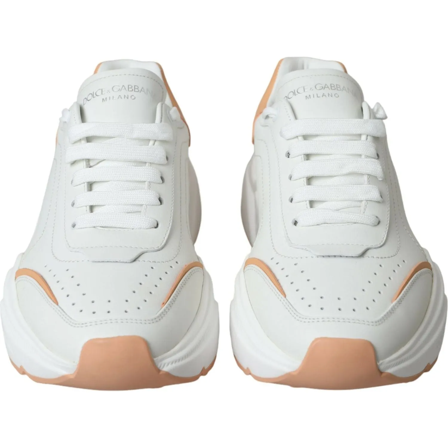 Chanel Sneakers Dolce & Gabbana White Peach DAYMASTER Leather Sneakers Shoes