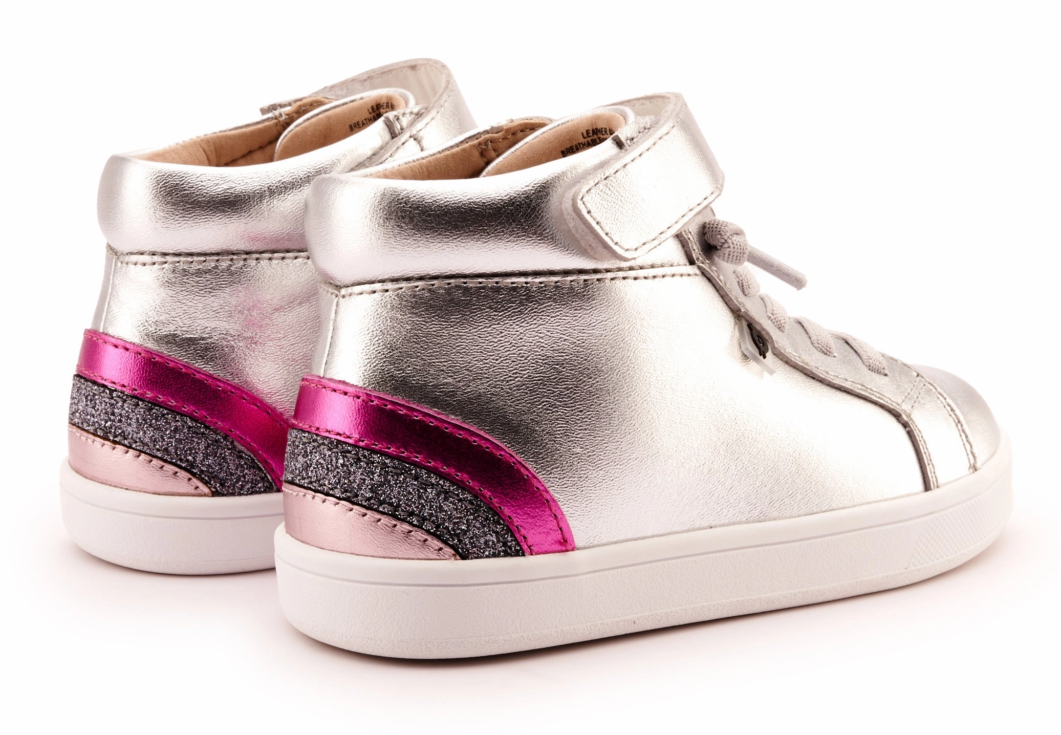 Best Casual Summer Shoes Old Soles Girl's 1011 Sneaksta Rainbow Casual Shoes - Silver / Fuchsia Foil