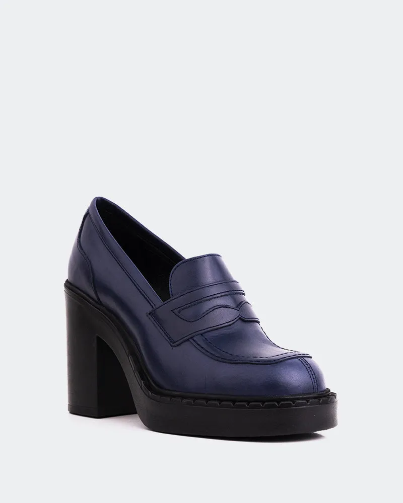 Allington Navy Leather Boat Loafers