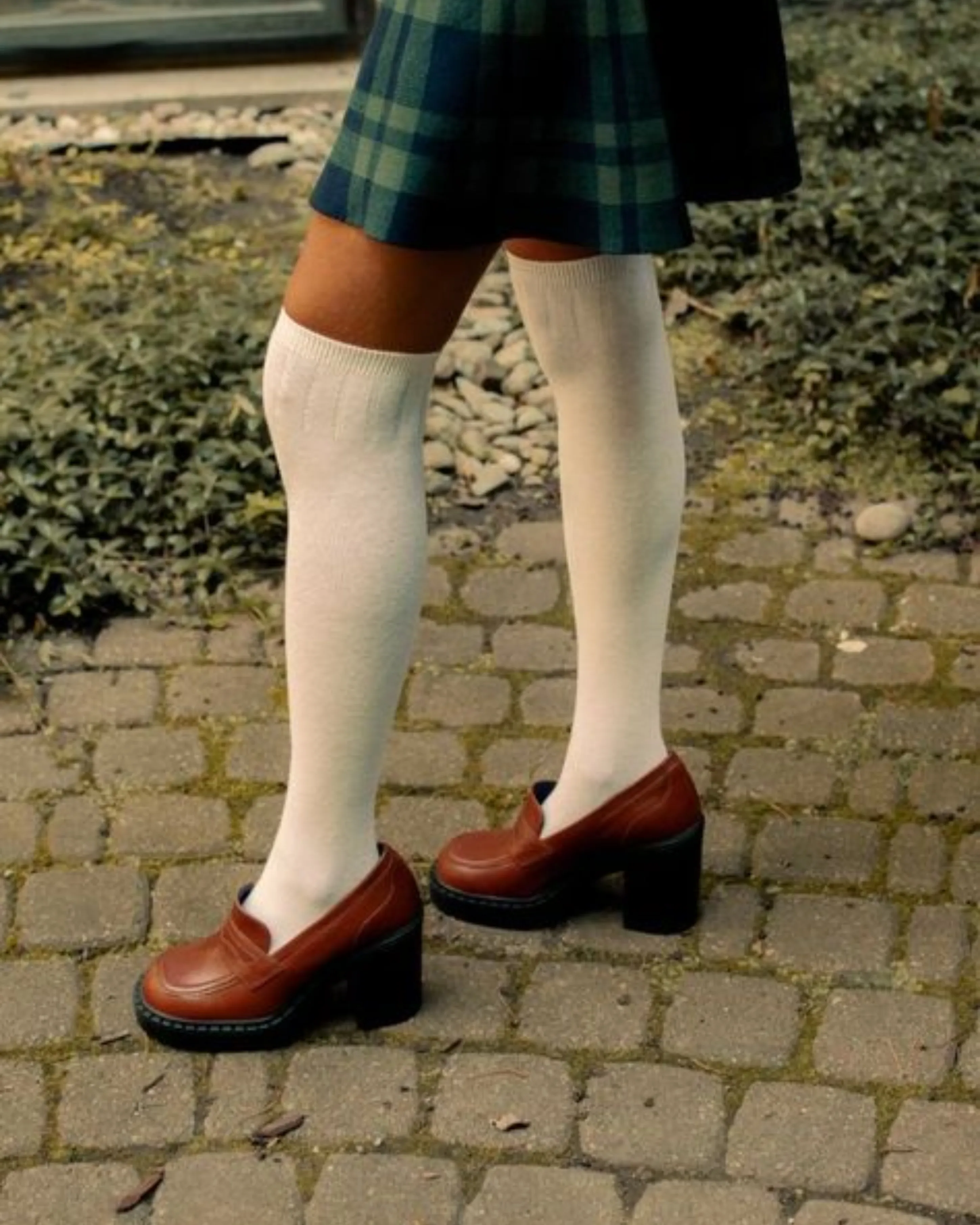 Faux Leather Chunky Heel Loafers Allington Tan Leather