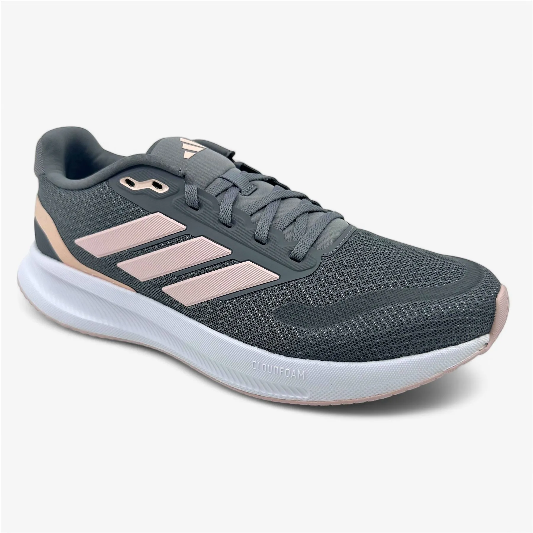 Running Shoes With Flowers Adidas Runfalcon 5 Grey Sandy Pink White Womens Size 10 Athletic Sneaker