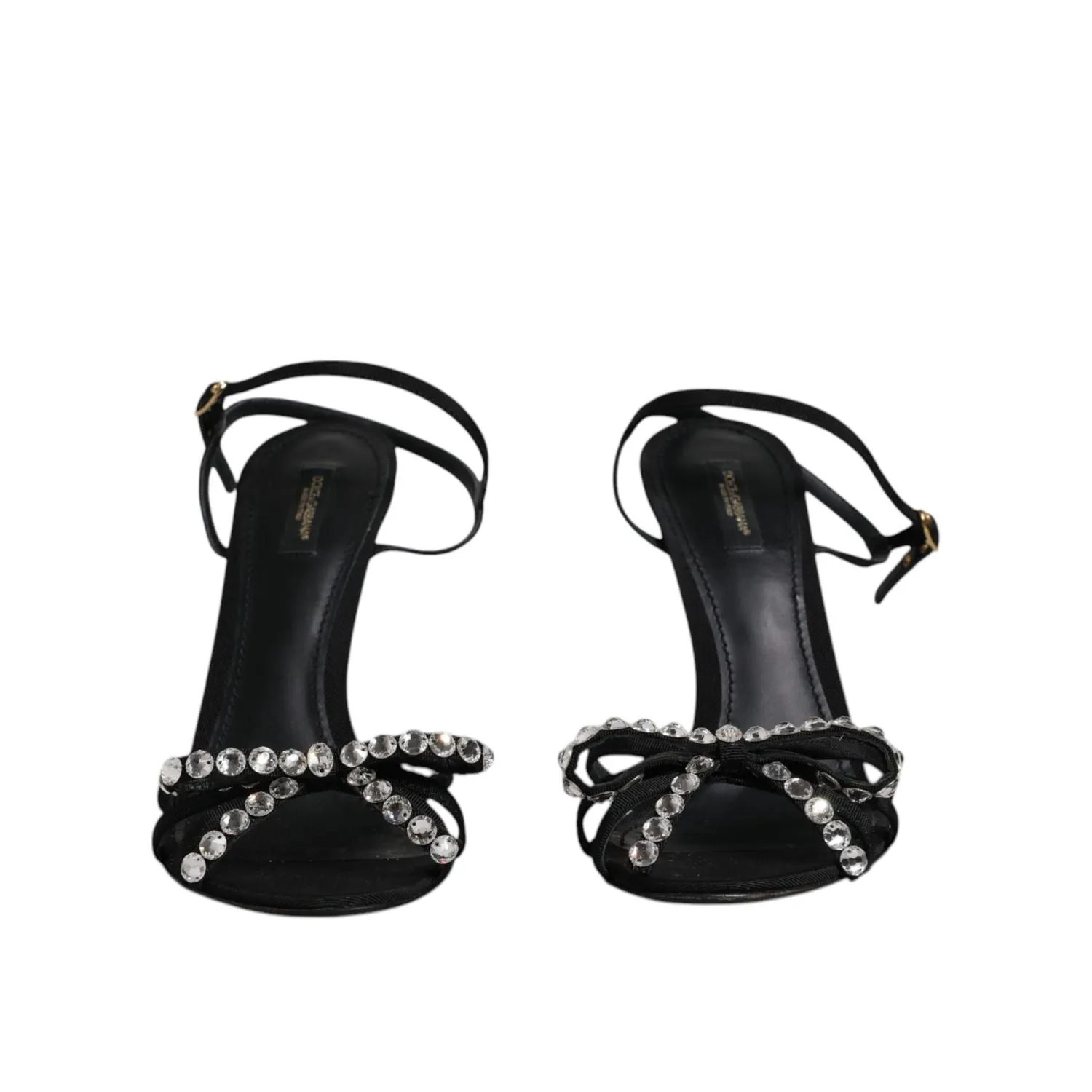 Comfortable Strappy Sandals Dolce & Gabbana Black Leather Crystal Heels Sandals Shoes