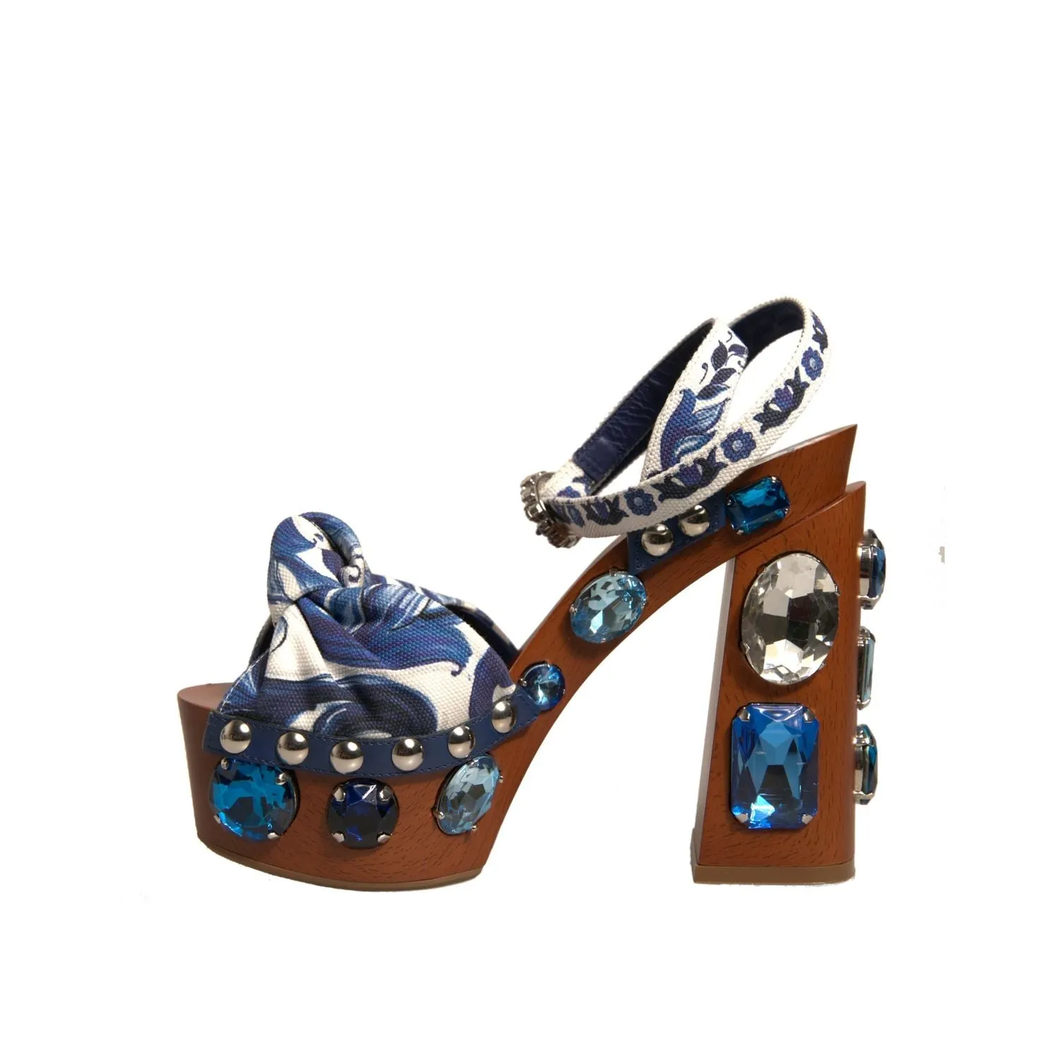 Dolce & Gabbana Multicolor Majolica Embellished Wedge Sandals Shoes Sandals Verra
