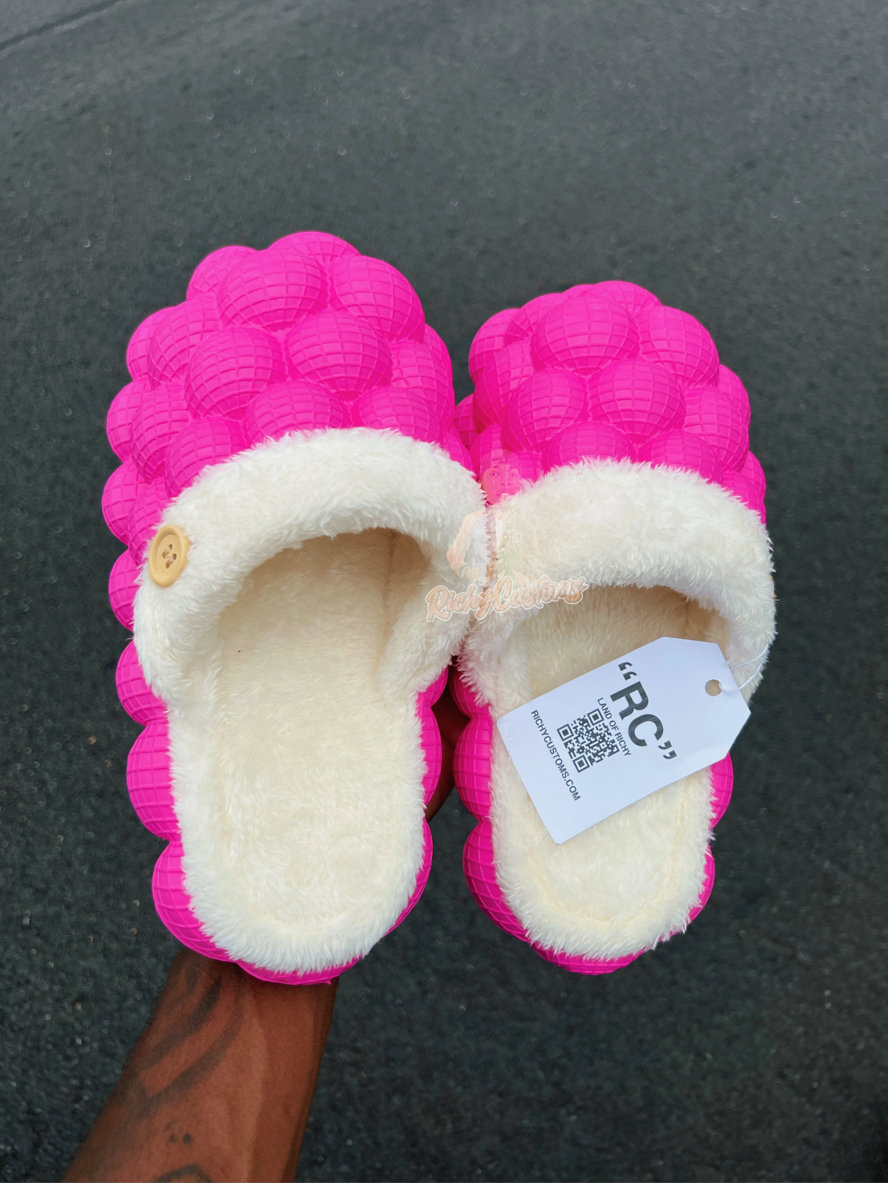 Richy PUFFS Ball Slippers HOT PINK X  "COZY" Spiderman Slippers