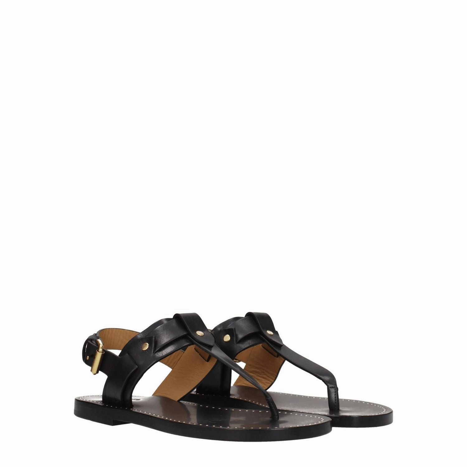 Isabel Marant Black Leather Flip-Flop Sandals Rubber Flip Flops Uk