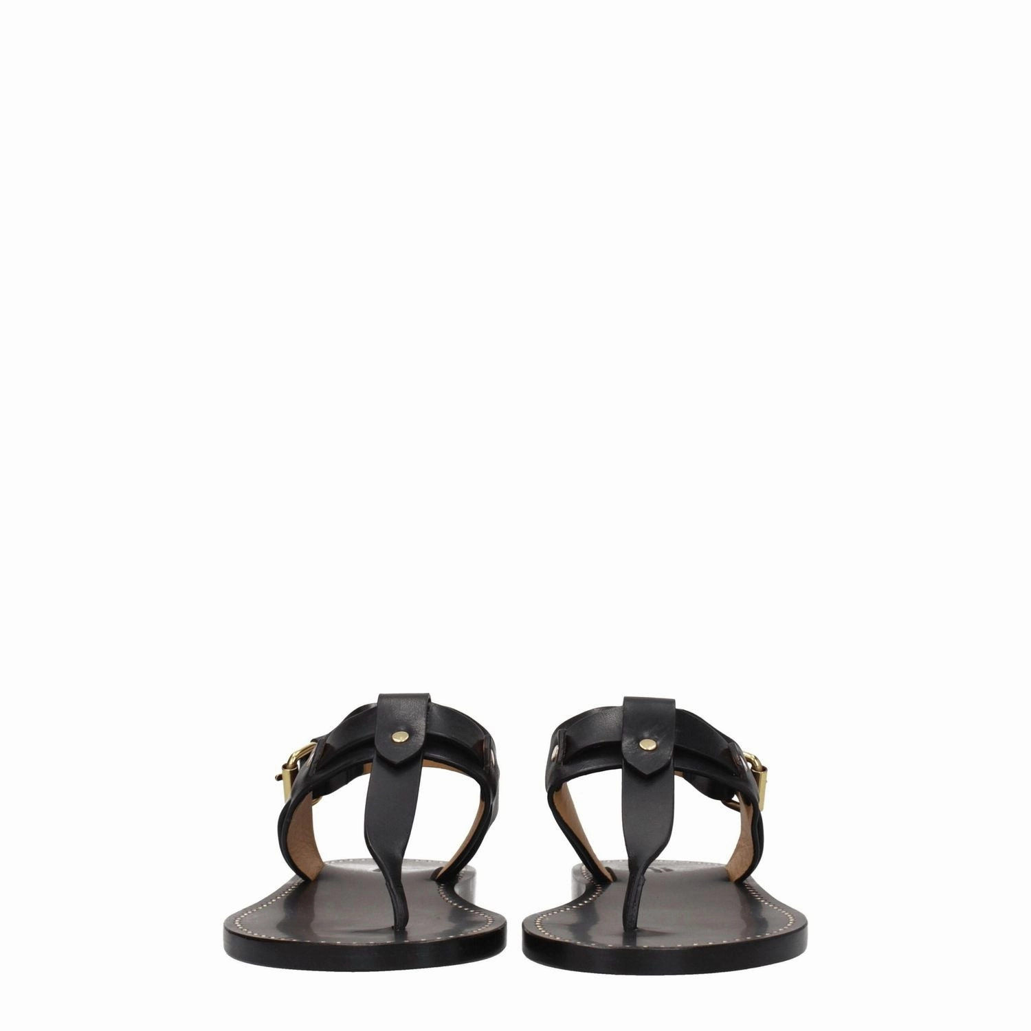 Gold Jeweled Flip Flops Isabel Marant Black Leather Flip-Flop Sandals