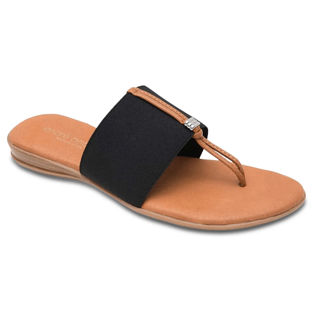 Andre Assous Nice Featherweights  Slide Sandals (Black) Flat Suede Shoes