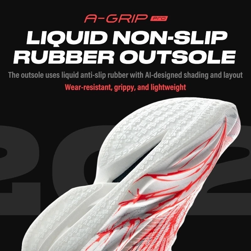 ANTA Men C202 6 Carbon Plate Running Shoes 1125B5575-2 -Papyrus White/Fluorescent Red/Silver (Kasut Larian Lelaki) Winter Shoes Running