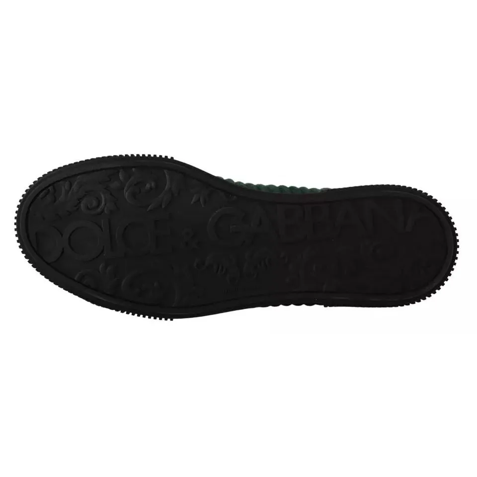 Dolce & Gabbana Green Corduroy High Tops Sneakers Mens Casual Shoes Casual Toe Shoes
