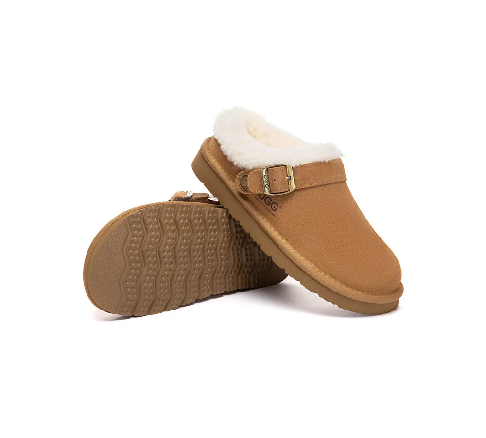 Sullivan Slippers AUSTRALIAN SHEPHERD UGG Slippers Sheepskin Wool Adjustable Strap Ankle Clog Pulsey