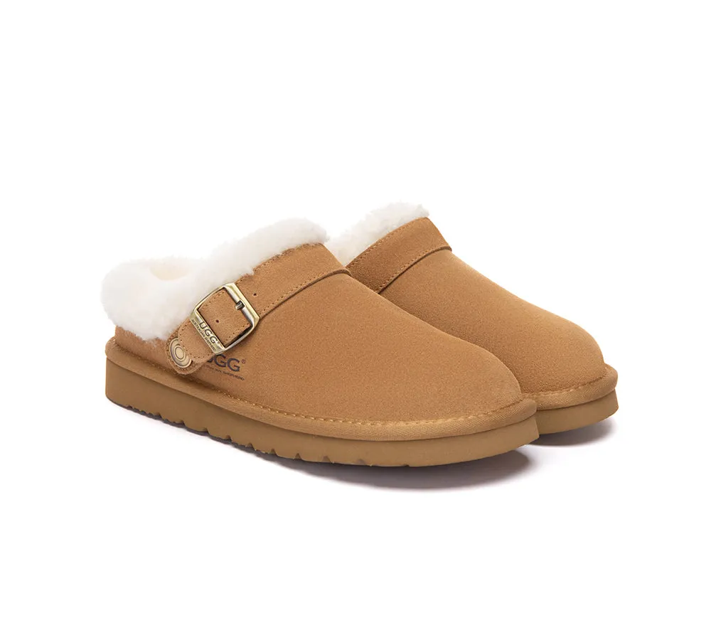 AUSTRALIAN SHEPHERD UGG Slippers Sheepskin Wool Adjustable Strap Ankle Clog Pulsey Born Slide Sandals