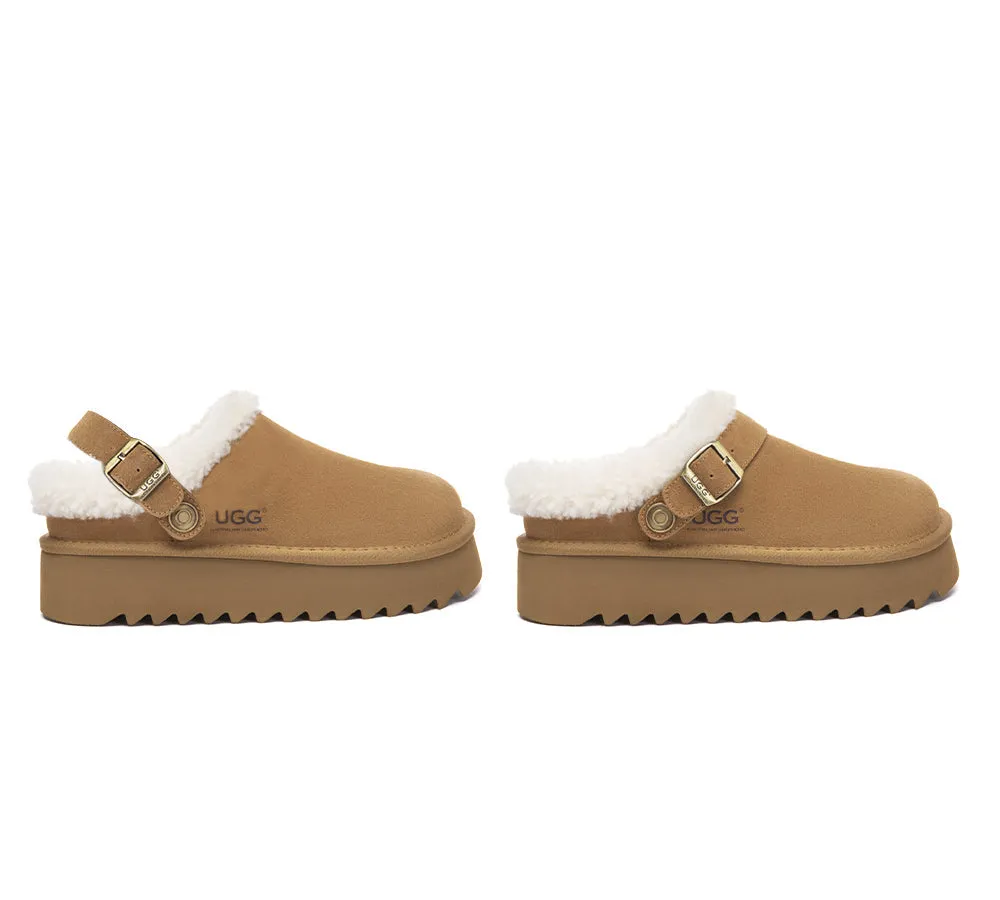 Candy Cane Slippers AUSTRALIAN SHEPHERD UGG Slippers Sheepskin Wool Adjustable Strap Platform Pulsey