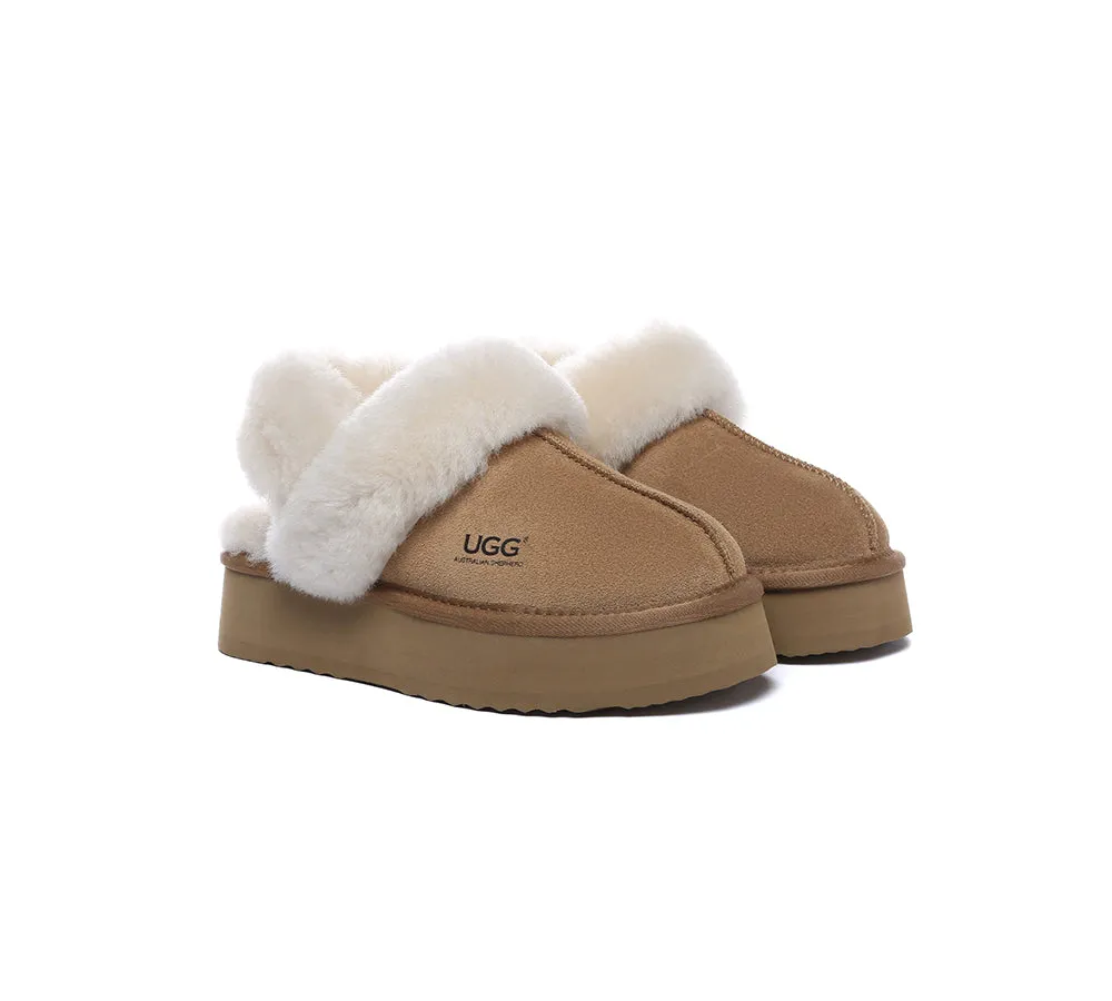 AUSTRALIAN SHEPHERD UGG Slippers Women Removable Wool Strap Slingback Platform Musa
