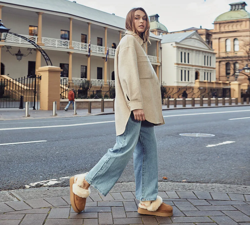 AUSTRALIAN SHEPHERD UGG Slippers Women Removable Wool Strap Slingback Platform Musa