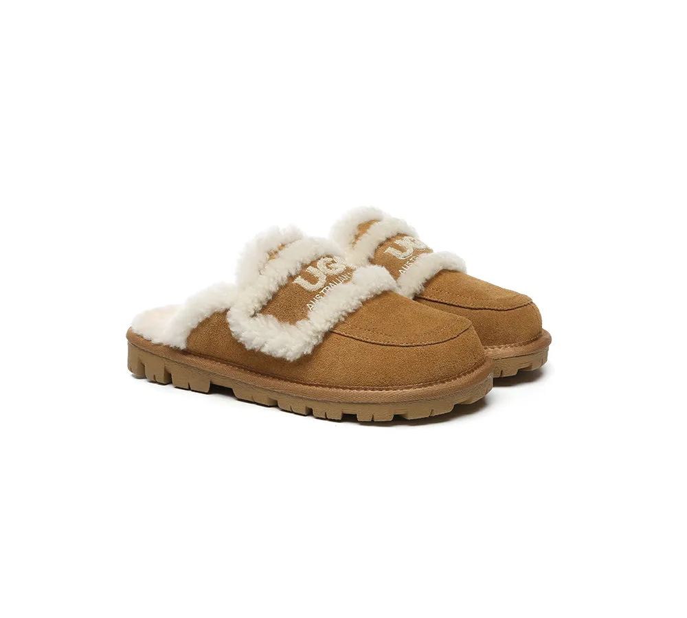 AUSTRALIAN SHEPHERD UGG Slippers Women Sheepskin Wool Shearling Lined Rilee Slippers Bulk