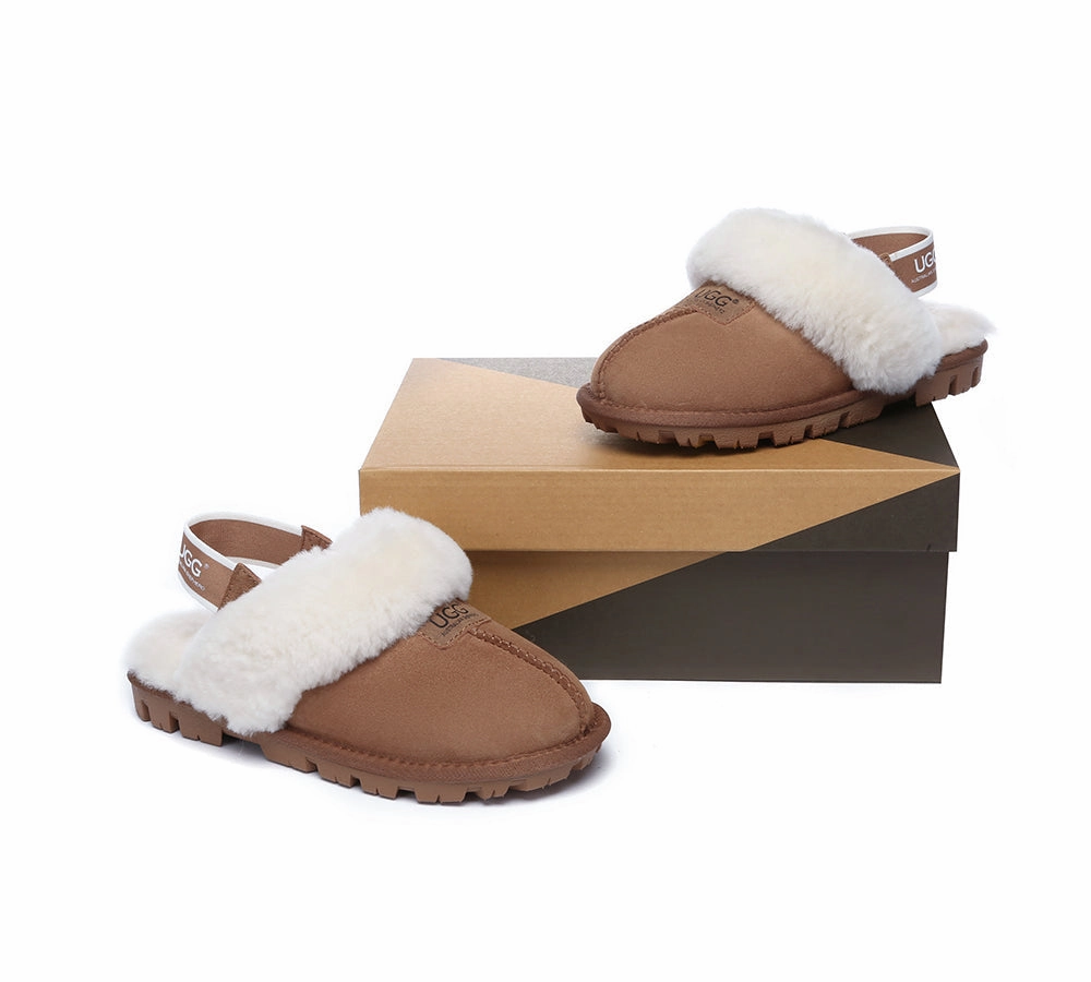 AUSTRALIAN SHEPHERD 2-Way Style UGG Slippers Sheepskin Wool Removable Strap Slingback Suzie ll Quince Slippers