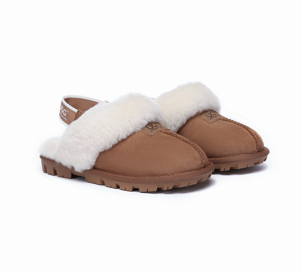 Curly Ugg Slippers AUSTRALIAN SHEPHERD 2-Way Style UGG Slippers Sheepskin Wool Removable Strap Slingback Suzie ll