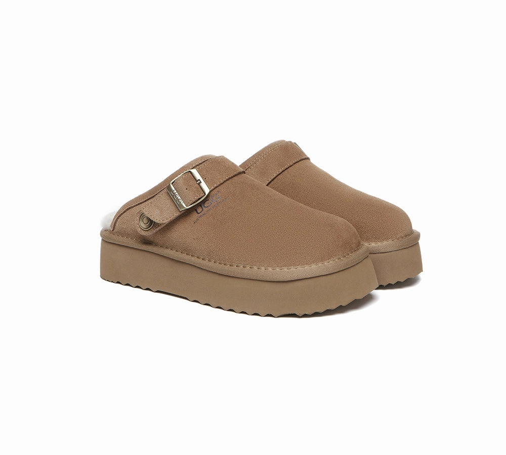 Easy Slippers To Crochet AUSTRALIAN SHEPHERD UGG Slippers Sheepskin Wool Adjustable strap Platform Sadie