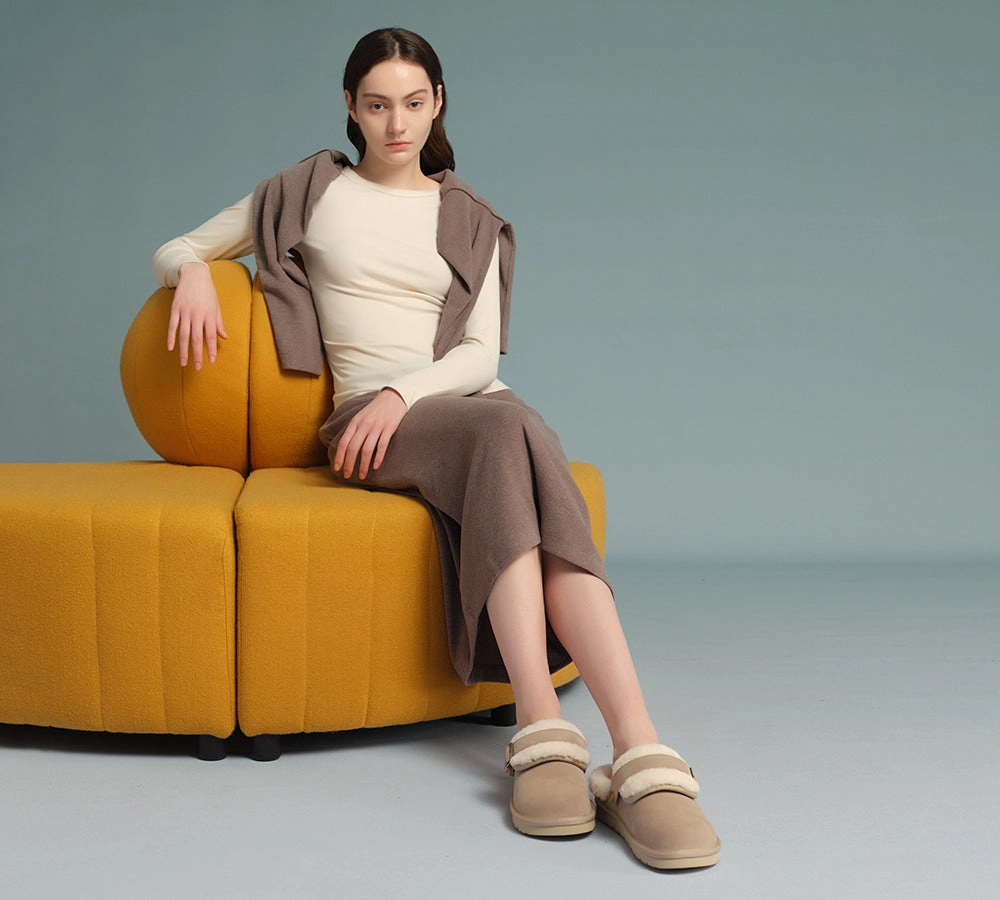 AUSTRALIAN SHEPHERD UGG Slippers Sheepskin Wool Adjustable Strap Slingback Tenley Vintage Ballet Slippers