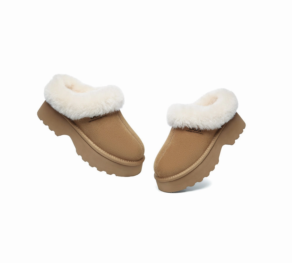 Swedish Shepherd Slippers AUSTRALIAN SHEPHERD UGG Slippers Sheepskin Wool Ankle Chunky Platform Murray