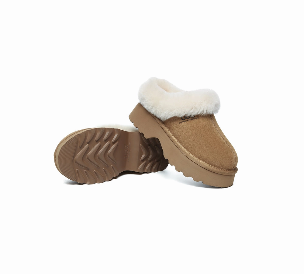 AUSTRALIAN SHEPHERD UGG Slippers Sheepskin Wool Ankle Chunky Platform Murray Filipino Slippers