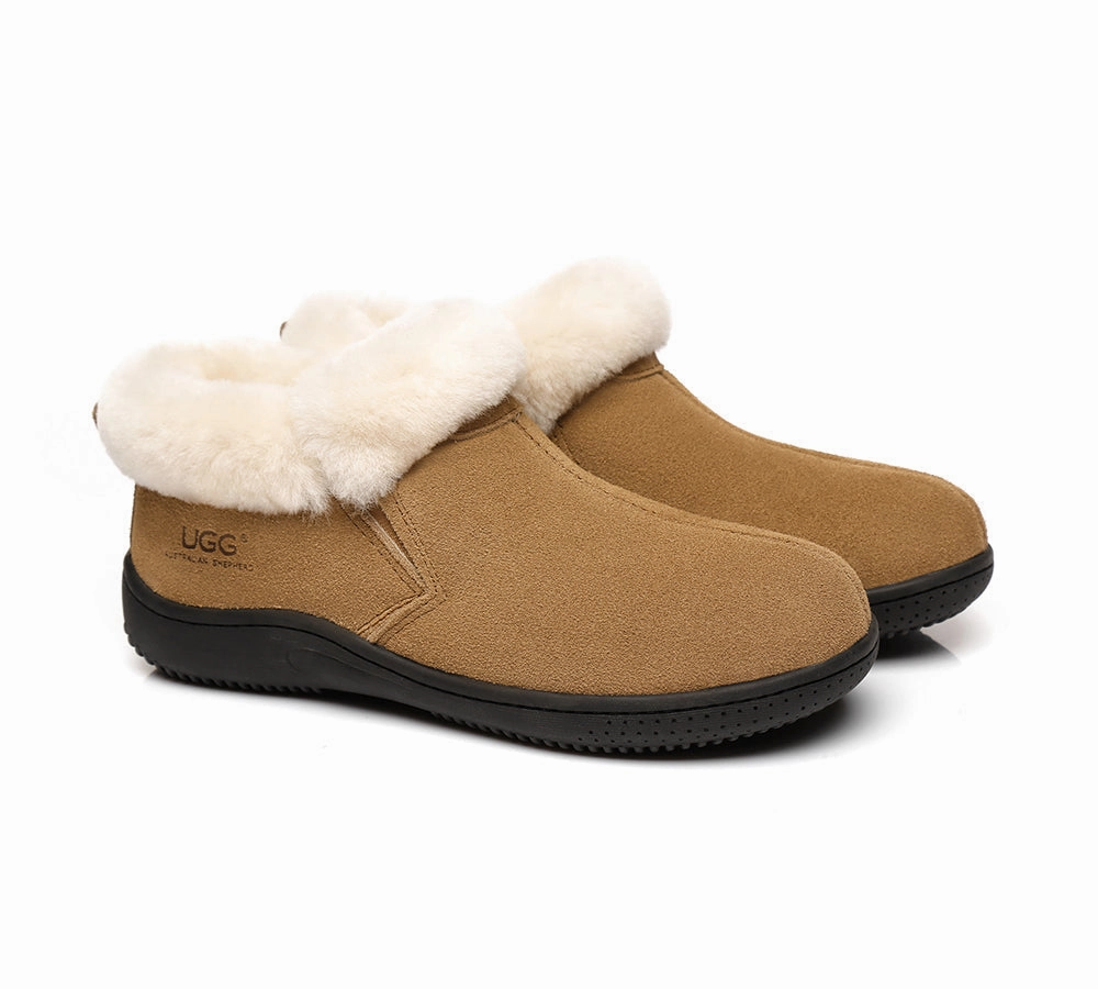 Slippers Mop Cleaning AUSTRALIAN SHEPHERD UGG Slippers Sheepskin Wool Collar Ankle Daley