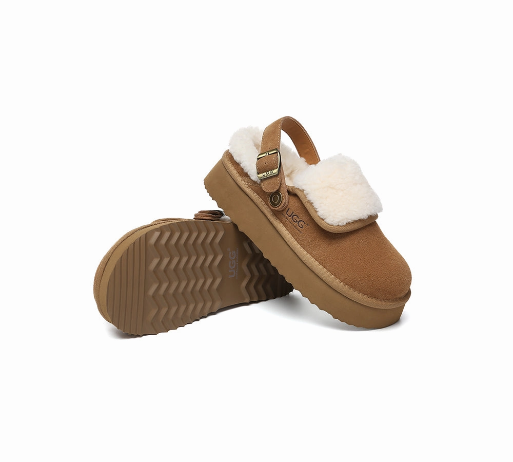 AUSTRALIAN SHEPHERD UGG Slippers Sheepskin Wool Slingback Platform Tenley Ballet Slippers Cartoon