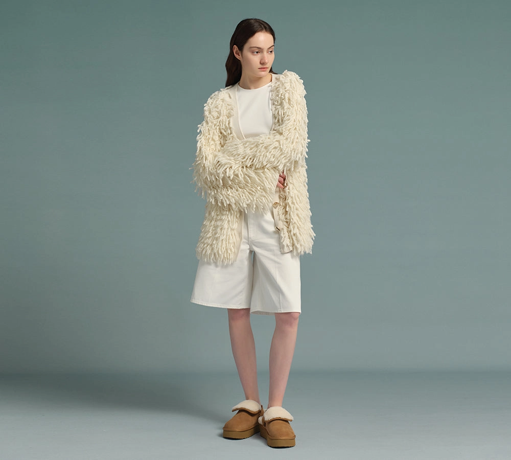 AUSTRALIAN SHEPHERD UGG Slippers Sheepskin Wool Slingback Platform Tenley Milkstep Slippers