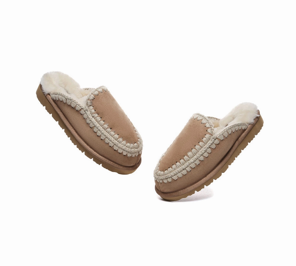 Wolf Feet Slippers AUSTRALIAN SHEPHERD UGG Slippers Women Sheepskin Wool Knitted Sophia