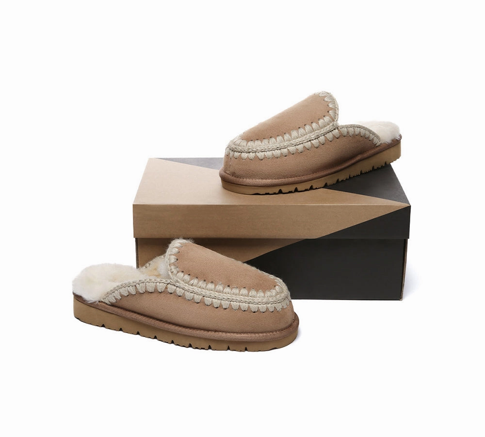 Johnny Was Pool Slides AUSTRALIAN SHEPHERD UGG Slippers Women Sheepskin Wool Knitted Sophia