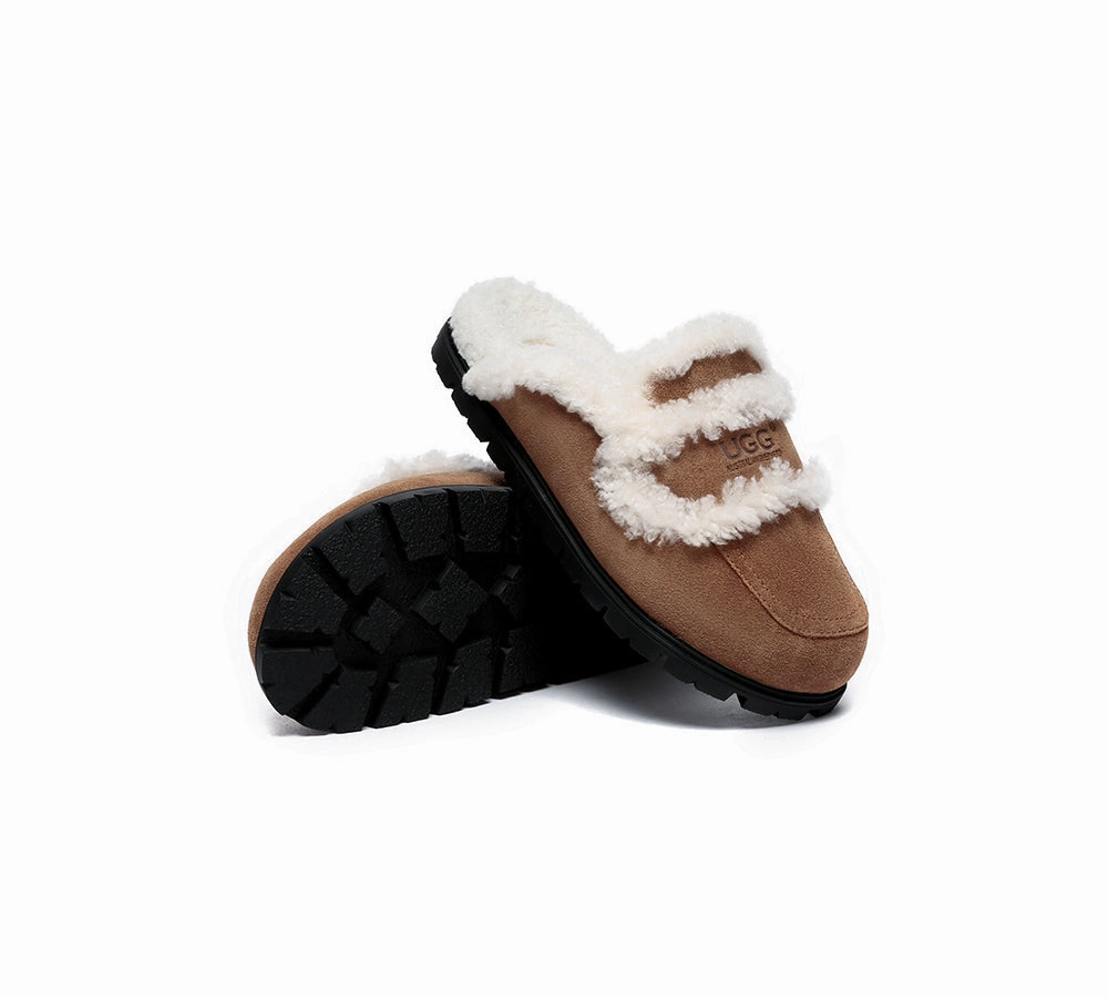 AUSTRALIAN SHEPHERD UGG Women Sheepskin Wool Shearling Lined Slippers Remi Ha