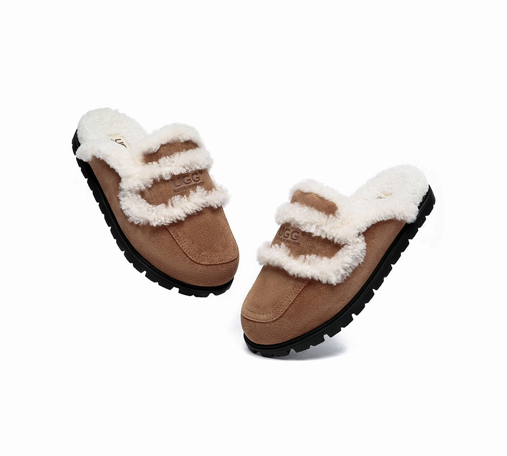 AUSTRALIAN SHEPHERD UGG Women Sheepskin Wool Shearling Lined Slippers Remi