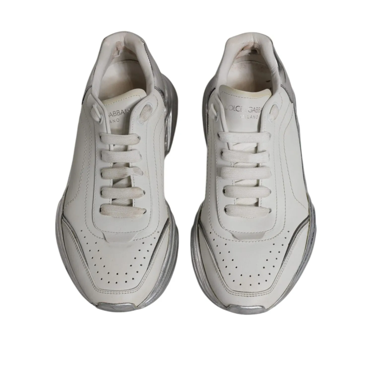 Dolce & Gabbana White Silver Daymaster Low Top Sneakers Shoes Sneakers Ice Cream